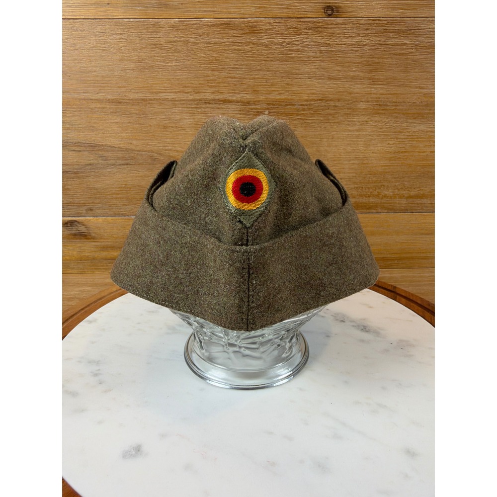 Vintage 1964 West German Military Side Cap Georg Grote Wool Hat Size 58 Cockade